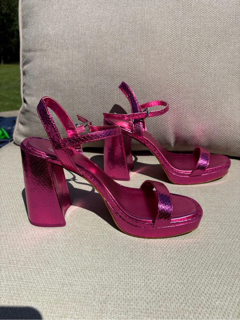 Mix No. 6 Metallic Pink Platform Block Heel Sandals